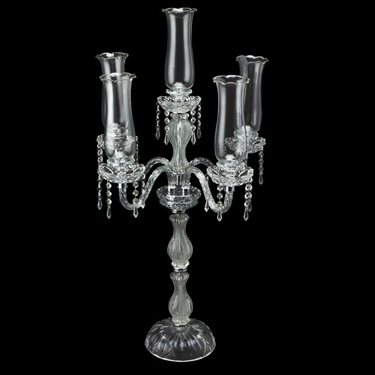 Bala 37" Crystal Candelabra 5 arm Glass Hurricane globes Wayfair